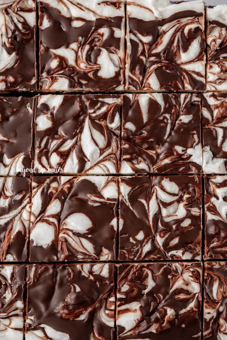 Close up of cut Chocolate Peppermint Swirled Brownies | All Images © Sovuh, LLC