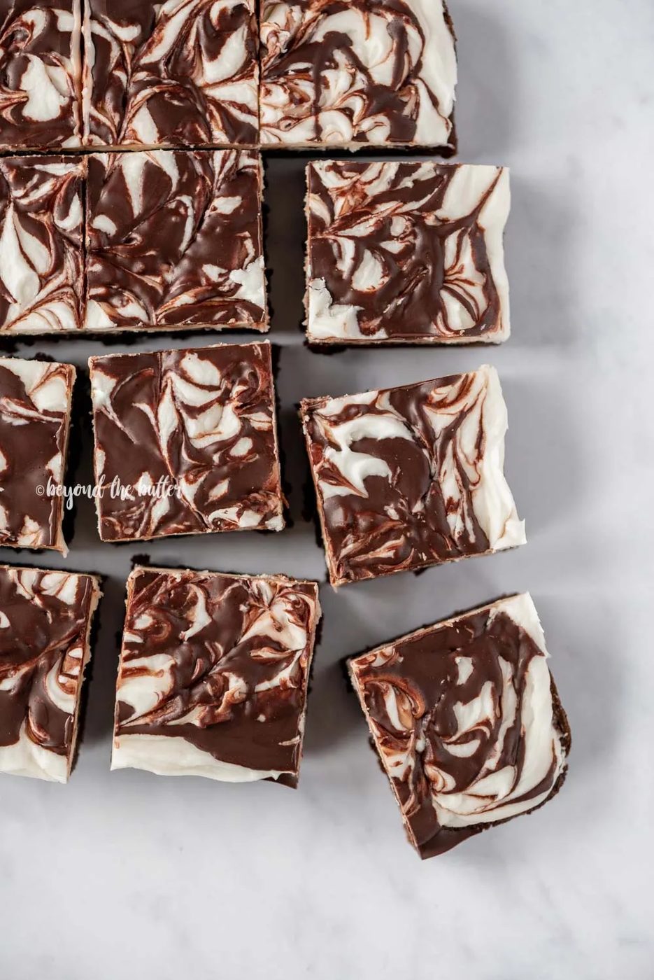 Squares of Chocolate Peppermint Swirled Brownies | All Images © Sovuh, LLC