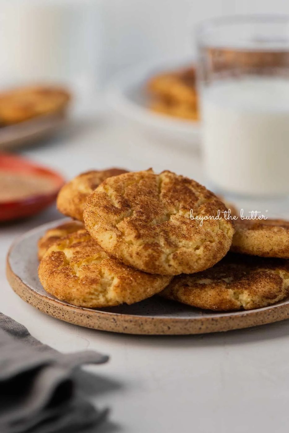 Snickerdoodle cookies on a parchment paper lined baking sheet | © Sovuh
