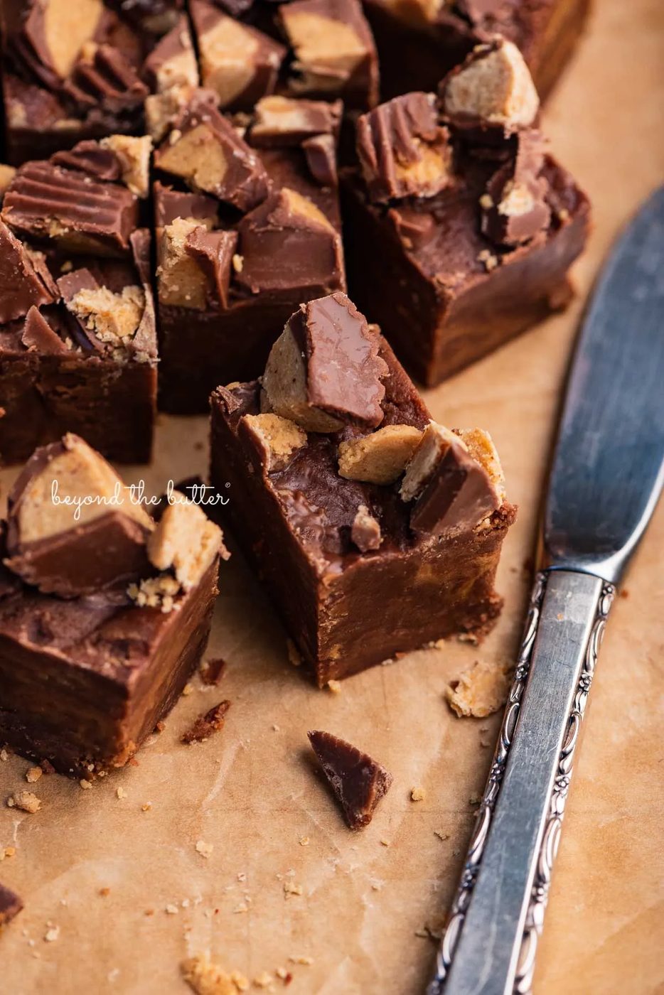 Small 1 inch cubes of house-made chocolate peanut butter fudge | © Sovuh