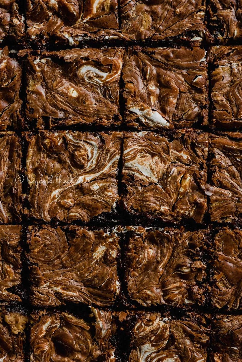 Closeup of cut marshmallow peanut butter brownies | All Images © Sovuh