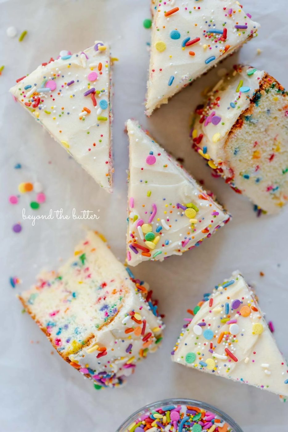 Slices of single layer funfetti cake from Sovuh.com | All images © Sovuh