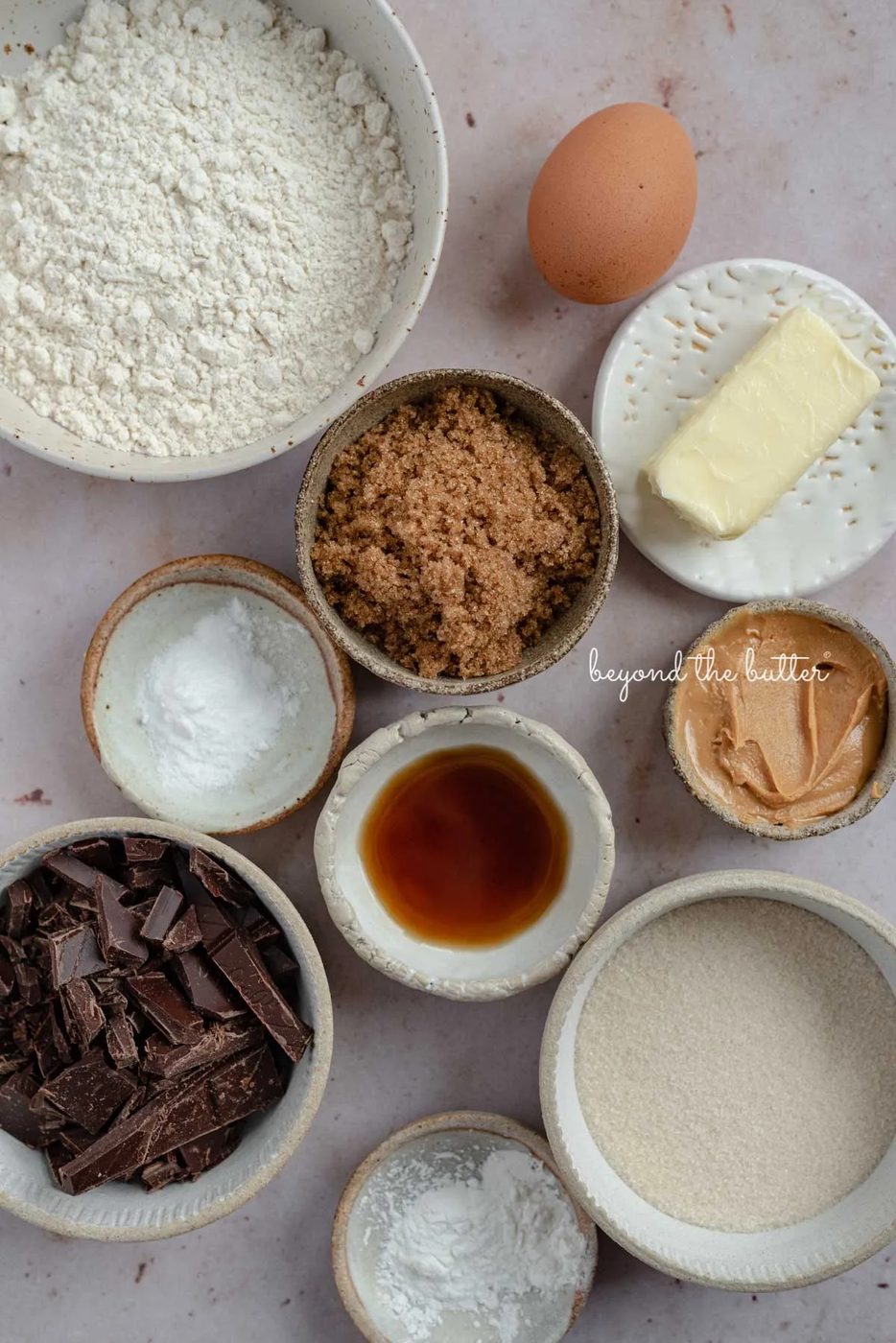 Ingredients needed to make small batch gluten free peanut butter chocolate chunk cookies from Sovuh.com | © Sovuh