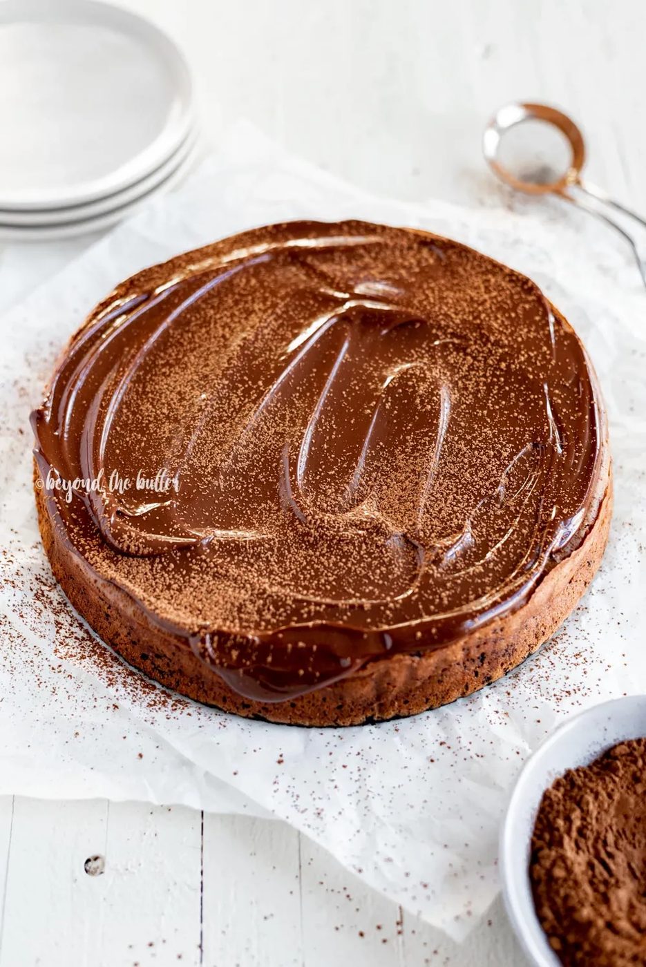 Just Triple Chocolate Mocha Cheesecake just dusted with cocoa | All Images © Sovuh, LLC