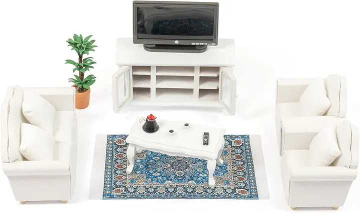 1:12 Scale Wooden Dollhouse Living Room Set (16-Piece)