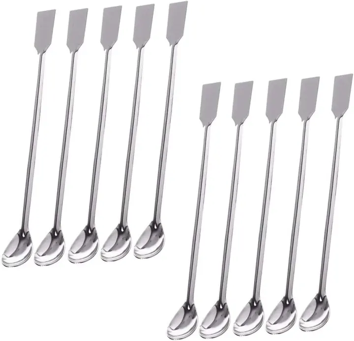 10-Pack Stainless Steel Dual-Ended Lab Spoon & Spatula