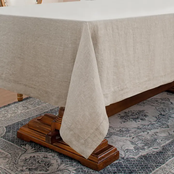 100% French Linen Rectangular Tablecloth — 108 x 60 in (Natural)