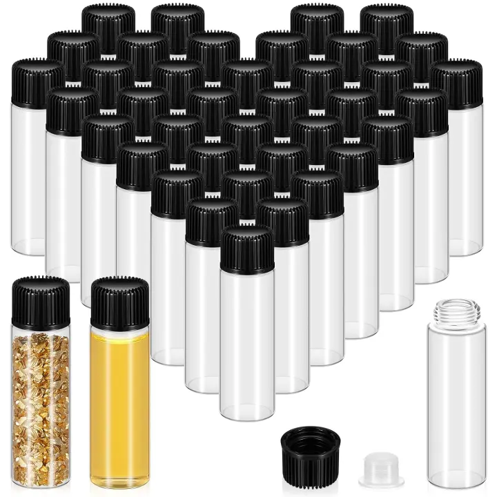 150-Pack 7 ml Glass Vials with Black Screw Caps and Stoppers