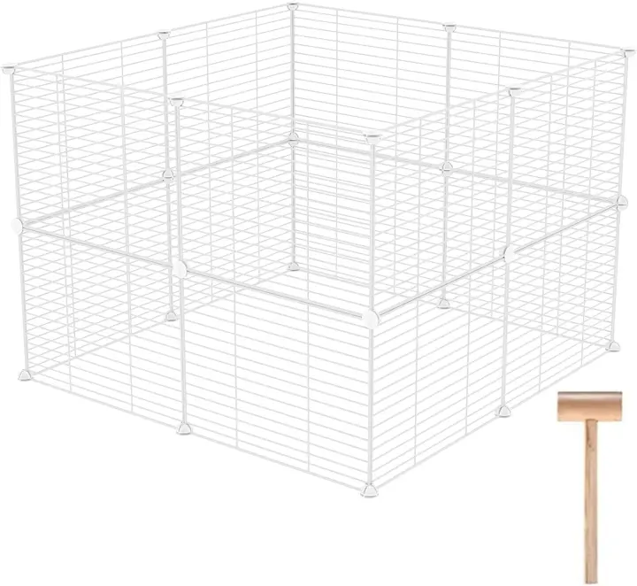 16-Panel Small Animal Playpen (12"×15") — White
