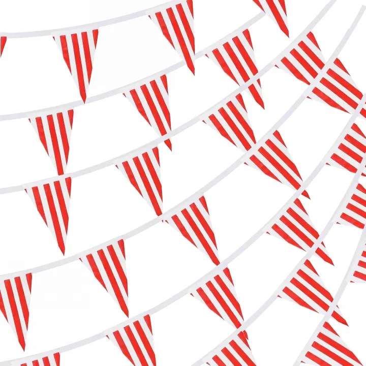 170ft Red & White Striped Pennant Banner — 120 Flags