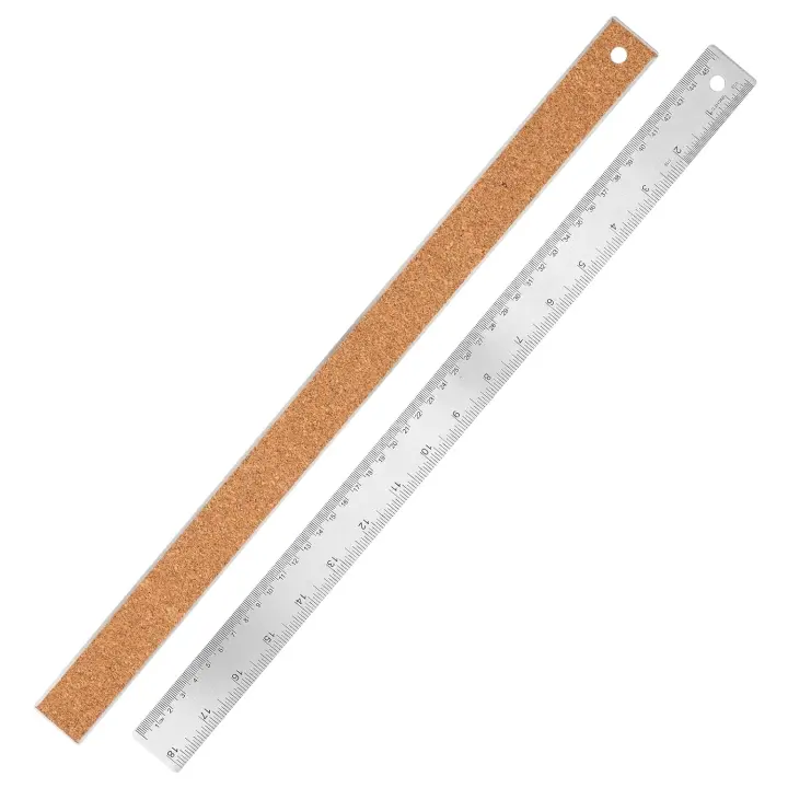 18-Inch Stainless Steel Measuring Ruler with Cork Backing