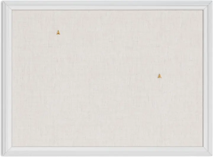 18 x 24 Linen Fabric Bulletin Board — White Farmhouse Frame