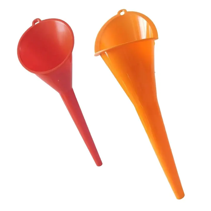 2-Piece Long-Neck Oil Funnels — Two Sizes, Wide-Mouth Spill Saver