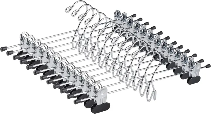 20-Pack Heavy-Duty Metal Pants & Skirt Hangers with Adjustable Clips