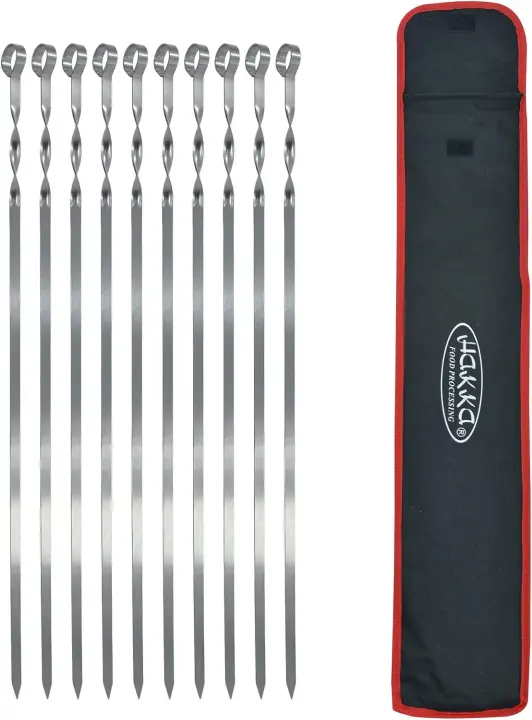 23.6" 304 Stainless Steel Barbecue Skewers — Heavy-Duty Shish Kabob Set
