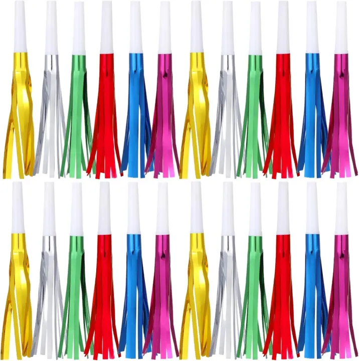 24-Piece Multicolor Glitter Party Blowers and Noise Makers