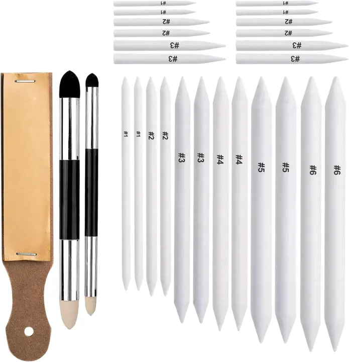 27-Piece Blending Stump & Sponge Pen Kit for Shading and Sketching