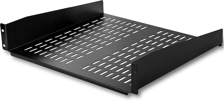 2U Vented Cantilever Rack Shelf — 16in Deep, 50 lb Capacity
