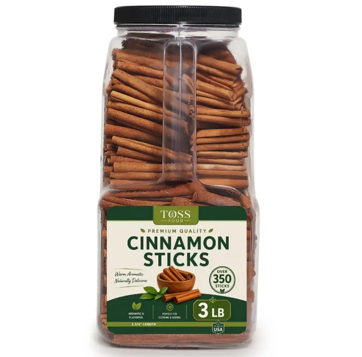 3 lb Cassia Saigon Cinnamon Sticks — Bulk Resealable Jar (2.75")