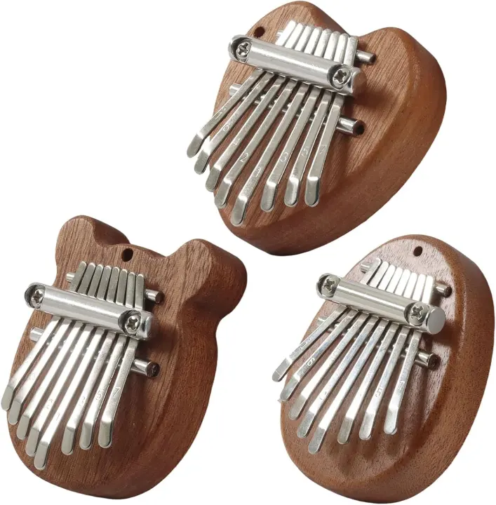 3-Pack Mini Thumb Piano — Wooden 8-Key Kalimba Set