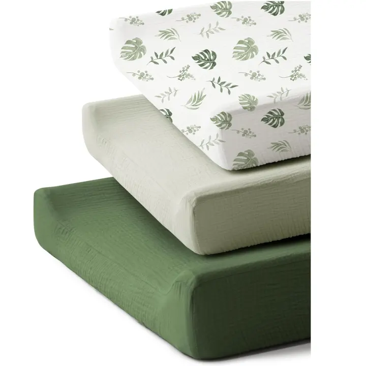 3-Pack Muslin Changing Pad Covers — Unisex Nursery Set