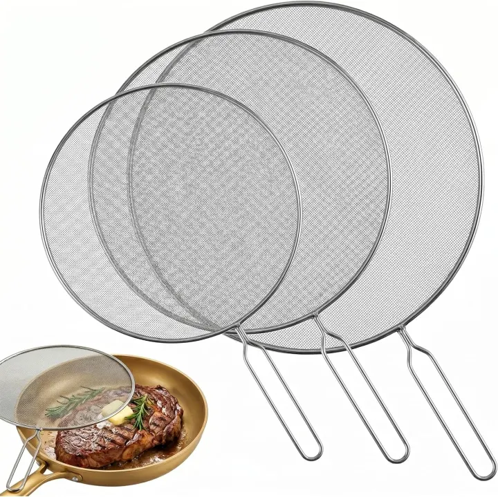 3-Piece Stainless Steel Splatter Screen Set — 17.25”, 16”, 15.25”