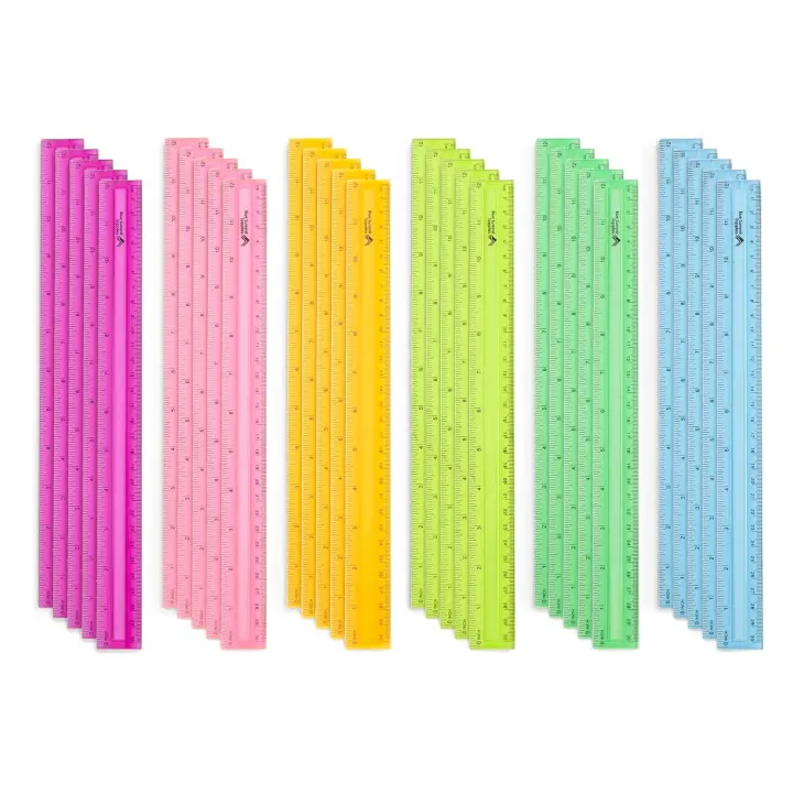 30-Pack 12-Inch Plastic Rulers — Classroom Bulk Set