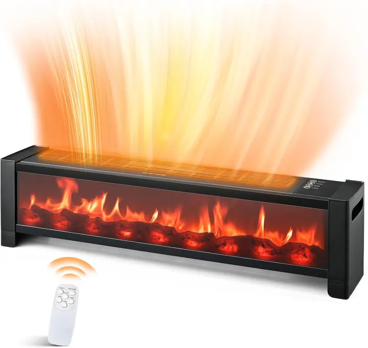 33" 1500W Baseboard Electric Fireplace Heater with Remote