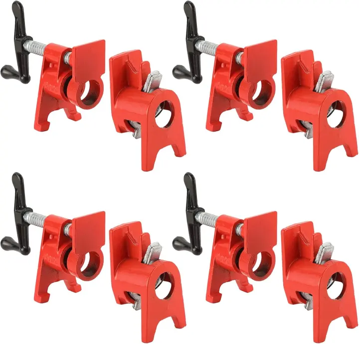 4-Pack 3/4" Wood Gluing Pipe Clamps with Stabilizing Foot