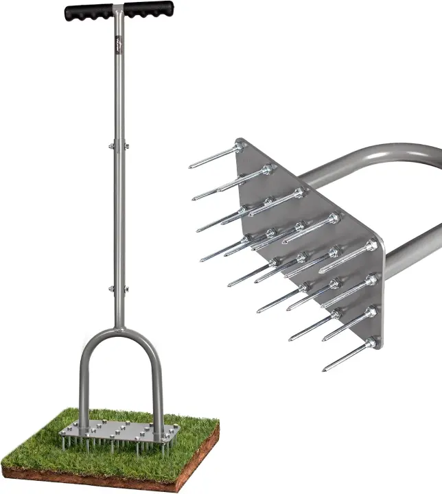 4-Row Spike Lawn Aerator — 20 Steel Spikes for Small Yards