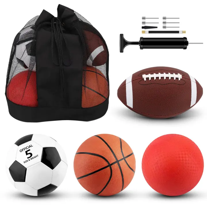 5-Piece Multi-Sport Ball Set — Soccer, Basketball, Football & Playground