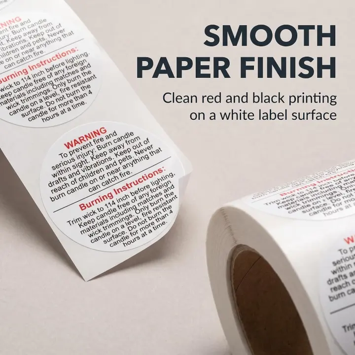 500 White Candle Warning Labels for Jars & Tins