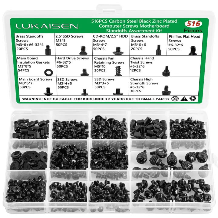 516-Piece PC Screw & Standoff Kit — M3 and #6-32 Hardware