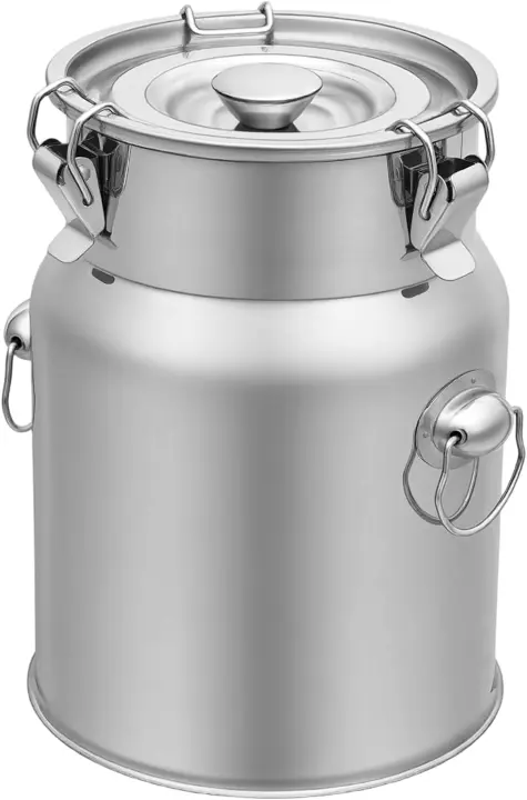 5L Stainless Steel Milk Can — Seamless Milk Pail with Locking Lid
