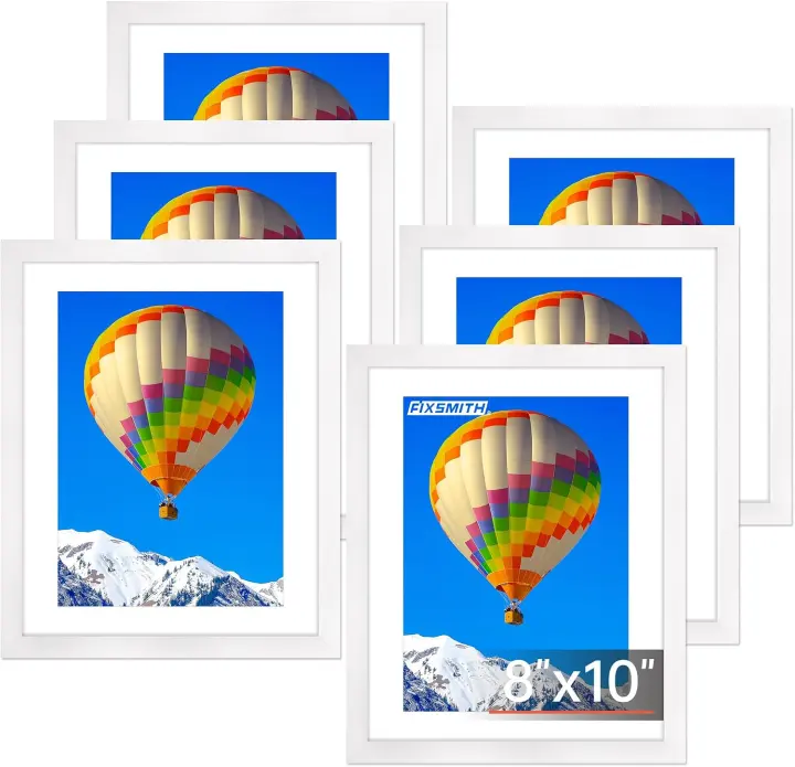 6-Pack 8x10 White Picture Frames with HD Plexiglass Fronts
