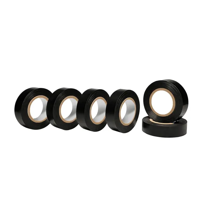 6-Pack Black Electrical Insulating Tape — 3/4 in x 60 ft Rolls
