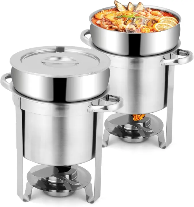 7QT Stainless Steel Soup Warmer — 2-Pack Chafing Set