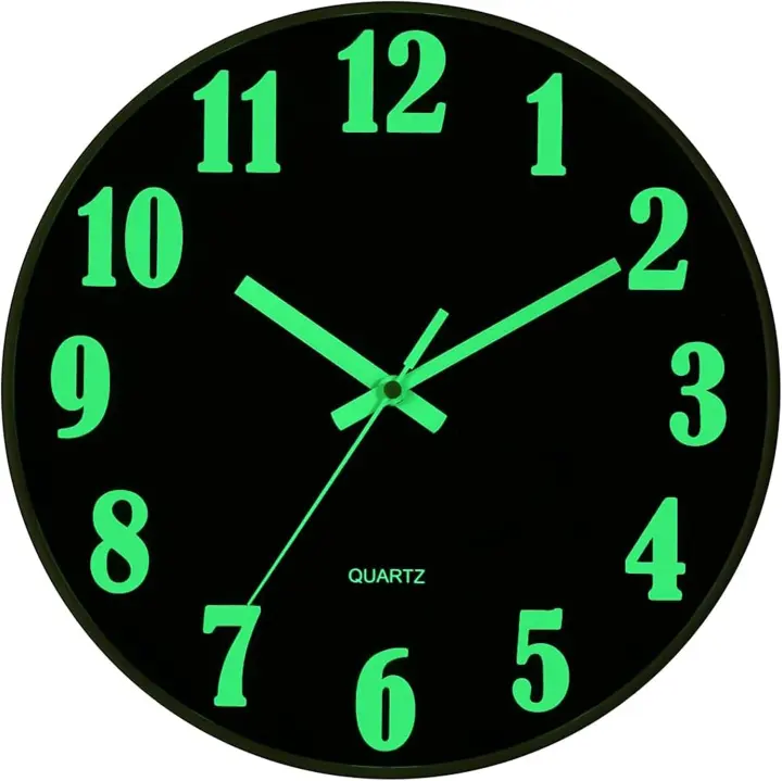 8-Inch Glow-in-the-Dark Silent Wall Clock — Modern Non-Ticking