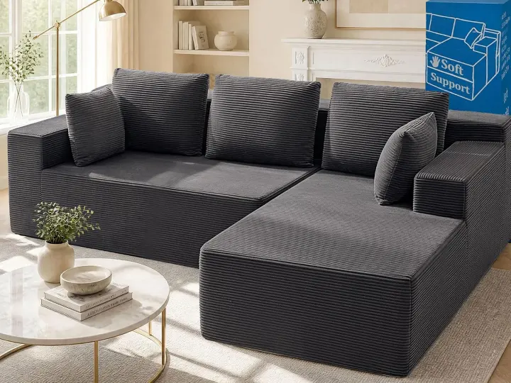 98-inch Cloud Modular Sectional Sofa with Right-Facing Chaise — Corduroy