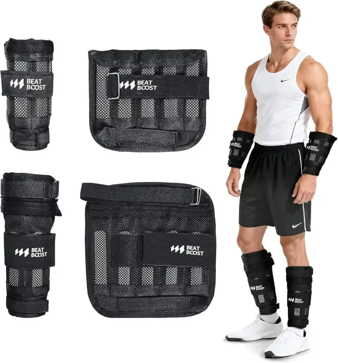 Adjustable Ankle & Wrist Weights — 5–30 lb Removable Plate Straps