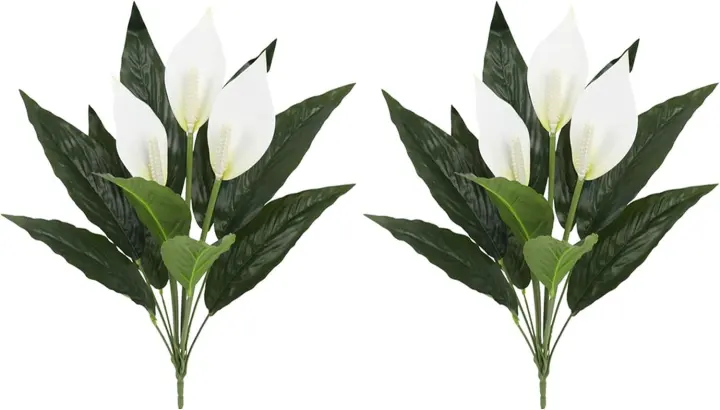 Artificial Spathiphyllum (Peace Lily) — 2-Pack with White Blooms