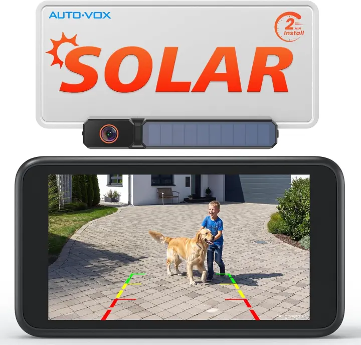 AUTO-VOX Solar Wireless Backup Camera — 5" Monitor, 2-Min Install
