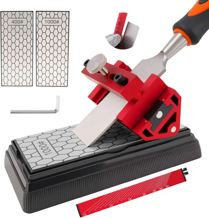 Chisel Sharpening Kit with Honing Guide and 400/1000 Diamond Stone