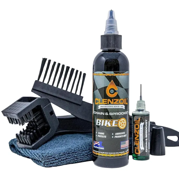 Clenzoil Chain & Sprocket CLP Kit — 4 oz CLP with Oiler, Towel & Brush
