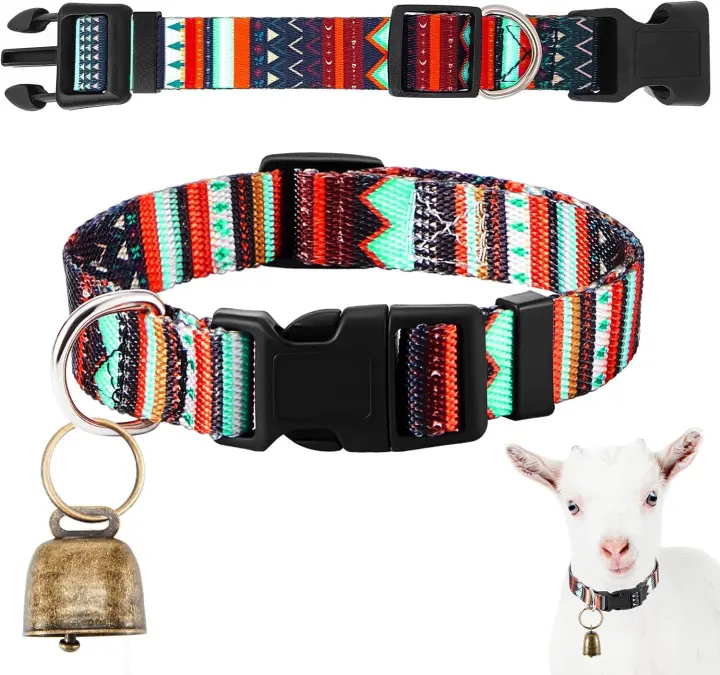 Copper-Bell Goat Collar — Geometric Nylon Collar for Pygmy Goats & Lambs
