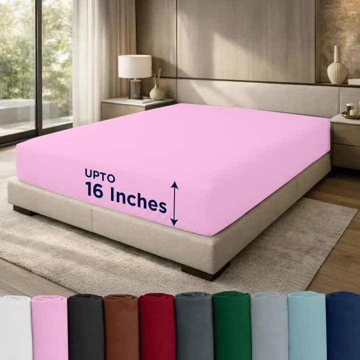 Cotton Jersey Fitted Sheet — Full, 16 Inch Deep Pocket (Pink)