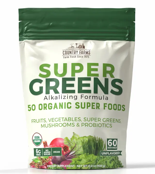 Country Farms Organic Super Greens Drink Mix — 50 Superfoods, 60 Servings