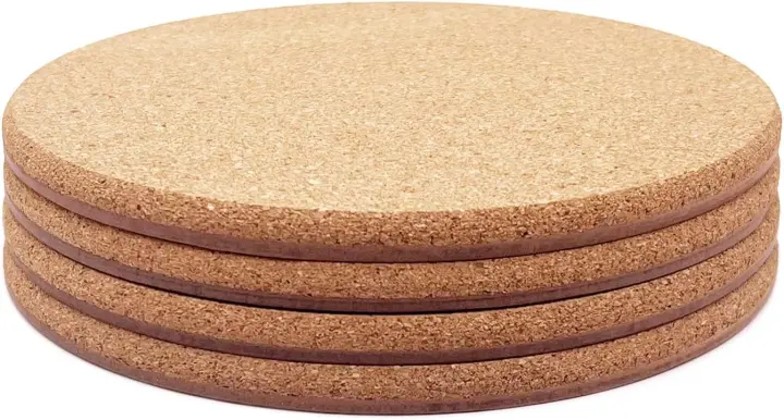 Double-Layer Cork Plant Coasters — 8 in (Set of 4)