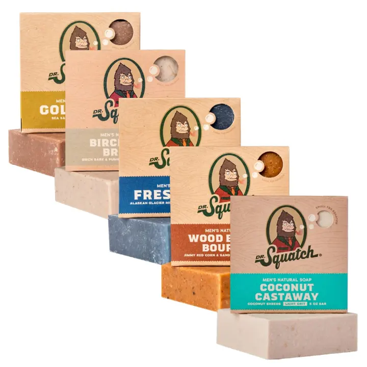Dr. Squatch Natural Men’s Bar Soap — 5oz Bars (5-Pack)