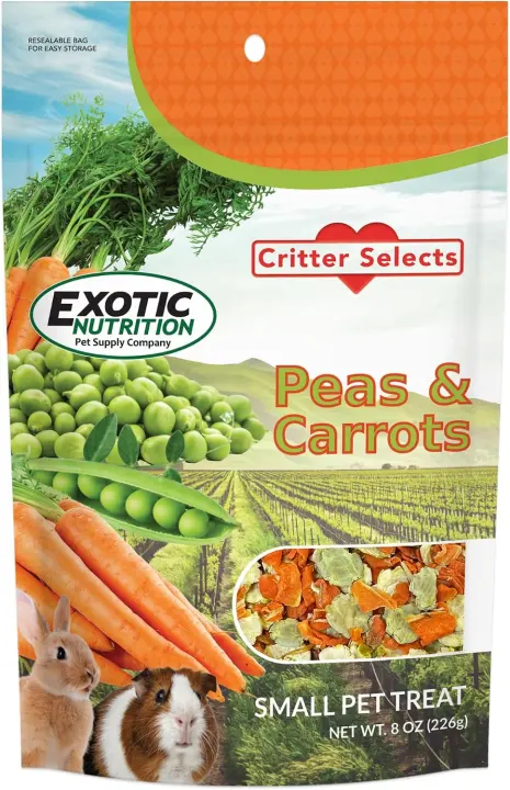 Dried Pea & Carrot Flakes — 8 oz Treats for Small Pets